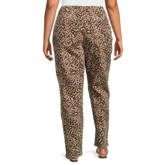 TERRA & SKY High Rise Straight Leg Jeans 18W Leo Face Leopard Animal Denim NWT - Picture 3 of 12